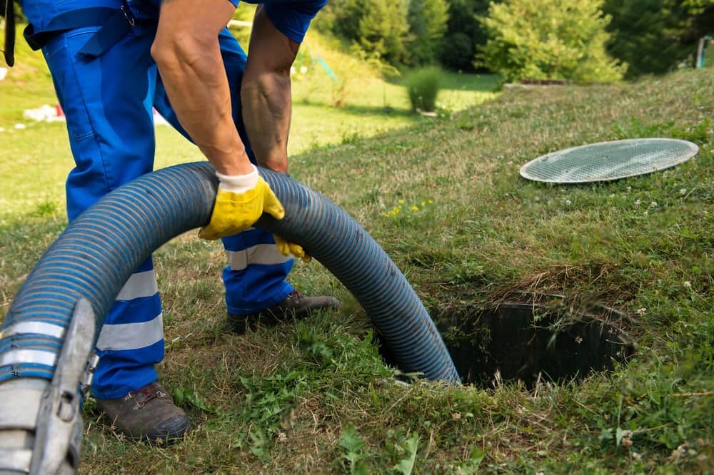 septic tank cleaning in process